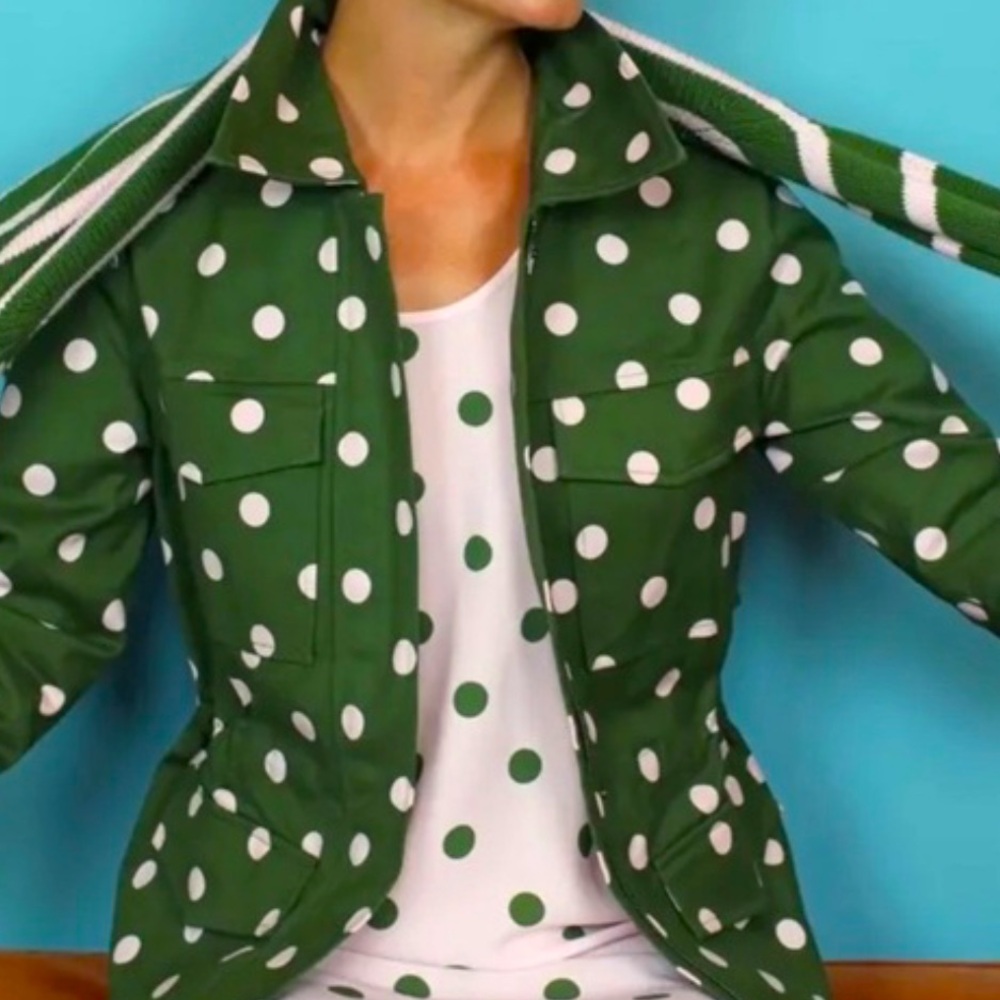 Halogen X Atlantic-Pacific Green and Pink polka dot Utility Jacket size Small